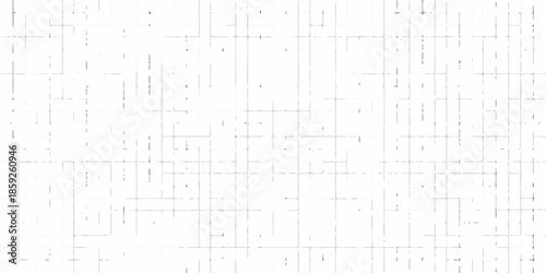 Abstract grid pattern of thin lines and small dark shapes on a white background
