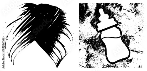 Hair and baby bottle vector