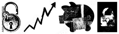 Lock growth arrow piggy bank security finance