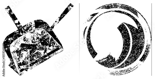 dustpan and brush with gritty texture isolated