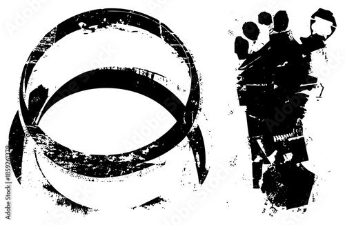 abstract black graphic shapes with distressed texture