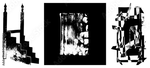 abstract geometric shapes and forms in black and white