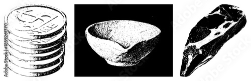 stacked coins ancient bowl stone tool