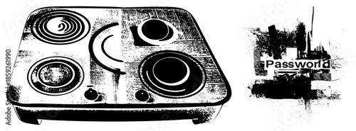 Electric stove with knobs and password