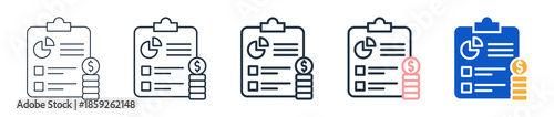 Financial Plan different style icons set vector illustration. 