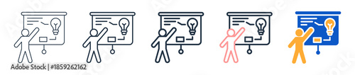 Idea Pitch different style icons set vector illustration. 