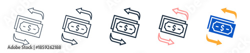 Cash Flow different style icons set vector illustration. 