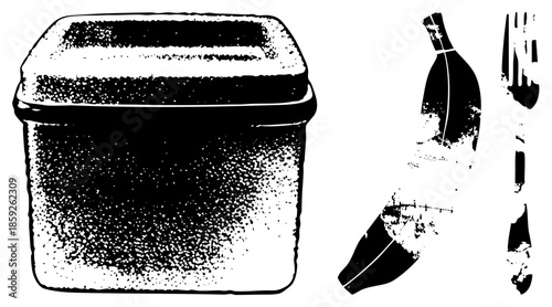 trash can bottle fork vector illustration