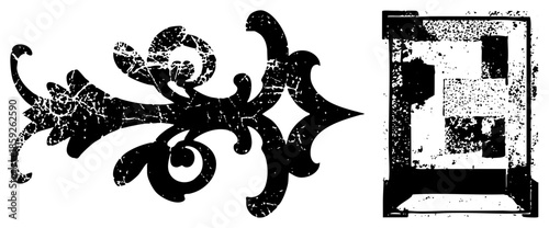 ornamental scrollwork and framed monogram vector