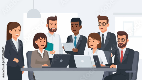 Diverse Corporate Business Team and Professional Office Staff Illustration