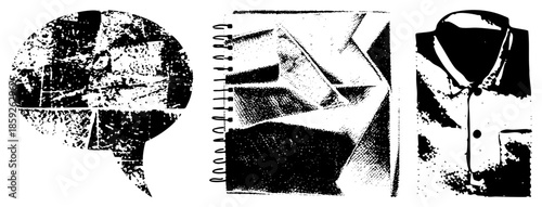 speech bubble notebook shirt abstract black white vector