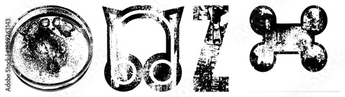 four stylized letters o d z b with distressed texture