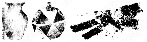 three abstract vector objects isolated