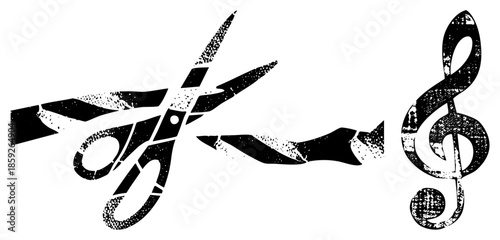 scissors and treble clef graphic