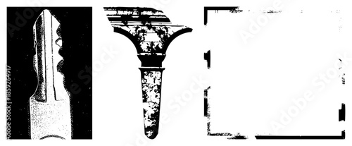 Three vintage architectural elements isolated