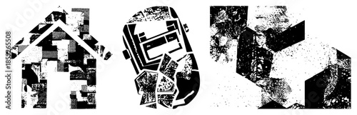 abstract geometric shapes in black and white