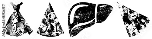 four abstract in black and white