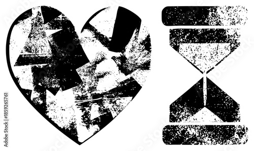 broken heart and hourglass vector