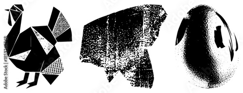 geometric turkey abstract cow egg vector set