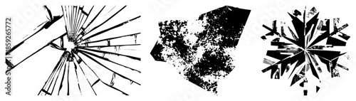 shattered glass fragments vector set