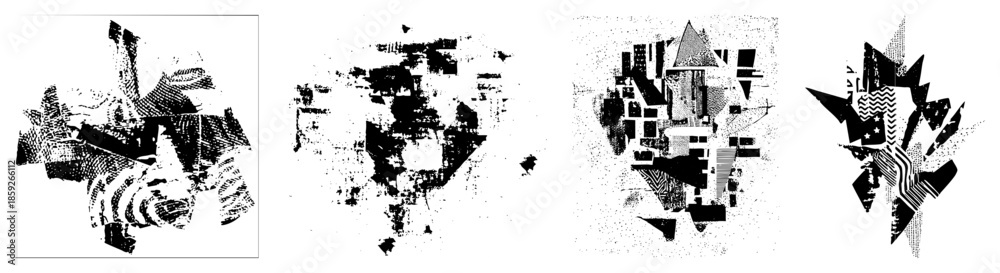 Fototapeta premium Abstract geometric shapes with halftone