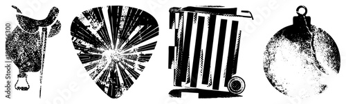 saddle guitar pick trash can ornament vector