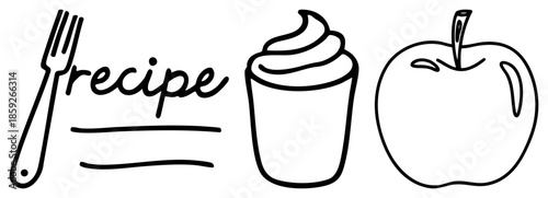 recipe text with fork cupcake and