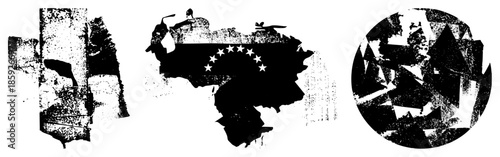 abstract black and white vector shapes with distressed texture