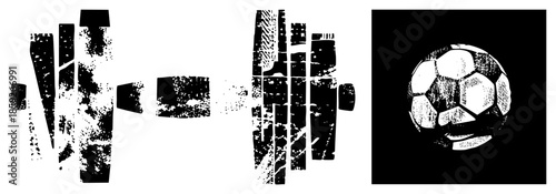 weightlifting barbell and soccer ball vector