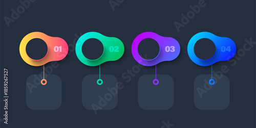 Blank infographic template with neon colorful elements and space for icons and data.
