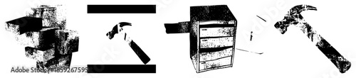 stacked bricks hammer filing cabinet tools