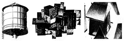 water tower cubes geometric shapes