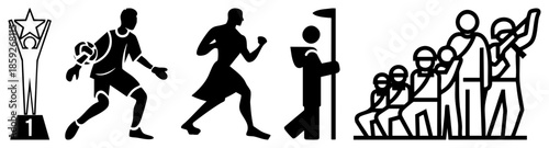 sports trophy award winner athlete runner golfer team celebration