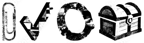 paperclip checkmark circle treasure chest vector