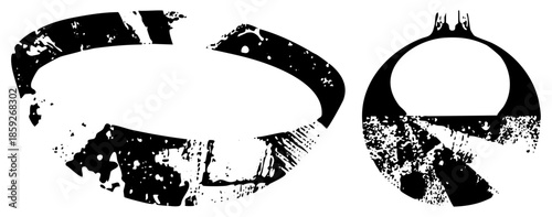 abstract black vector shapes with distressed texture isolated