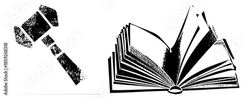 auction hammer and open book