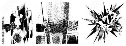 Abstract geometric shapes with halftone and sharp angles