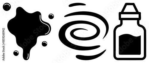 Black ink splatter swirl bottle set