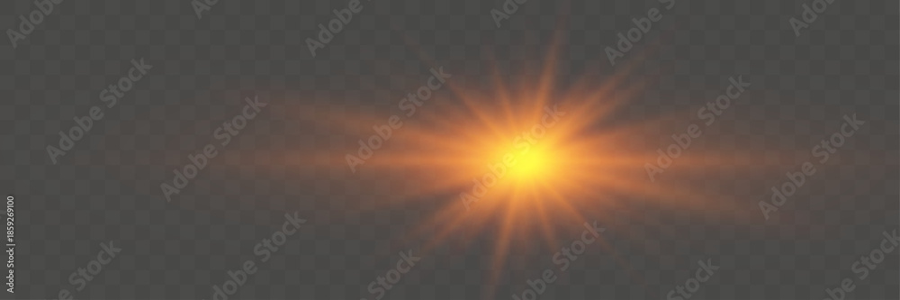 Fototapeta premium Golden Light Star Burst on Dark Background