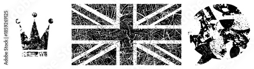 crown union jack globe distressed vector