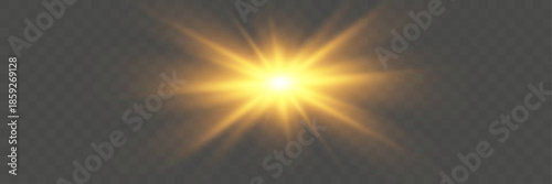 Golden Light Star Burst on Dark Background
