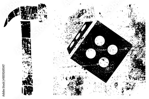 pickaxe and die vector graphic