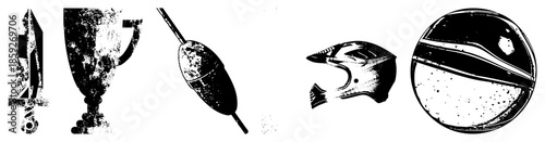 five vintage style sword trophy fishing float helmet sphere