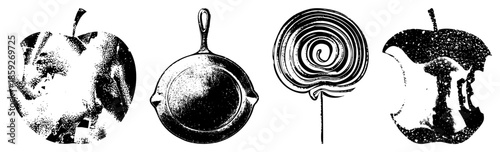 skull skillet lollipop bitten vector set