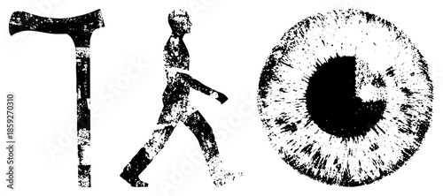 T walking eye vector graphic