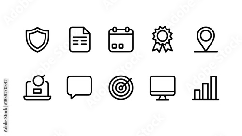 Set of 10 minimal black line icons