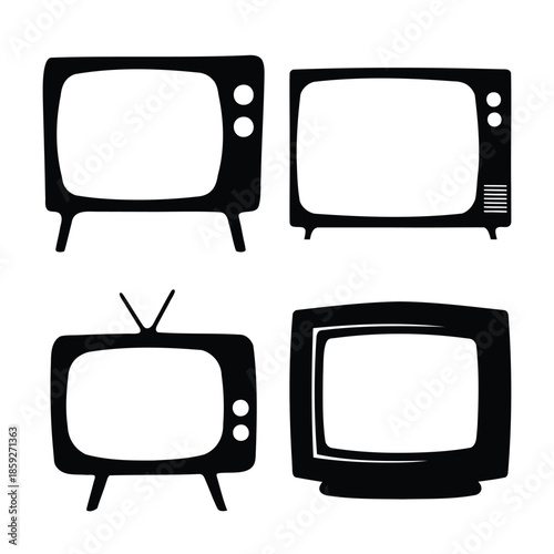 Retro television set icon collection, vintage tv vector illustration Vector