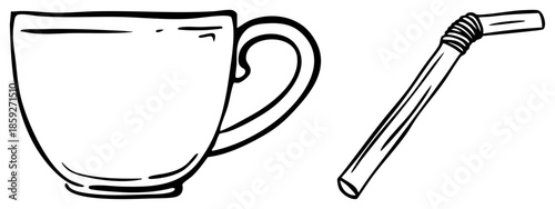 coffee cup and straw illustration