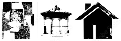 abstract geometric shapes pavilion house set