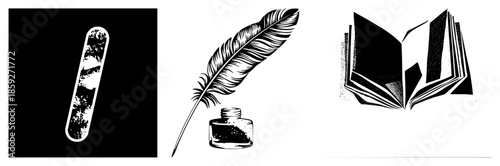 microscope slide feather quill open book